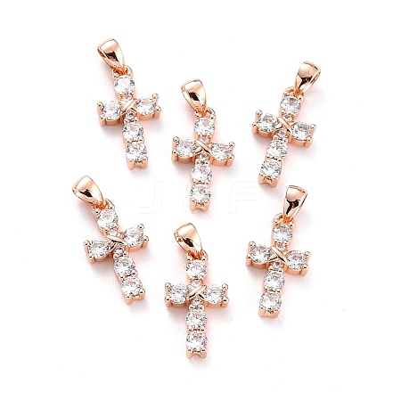 Brass Micro Pave Cubic Zirconia Pendants ZIRC-P089-21RG-1