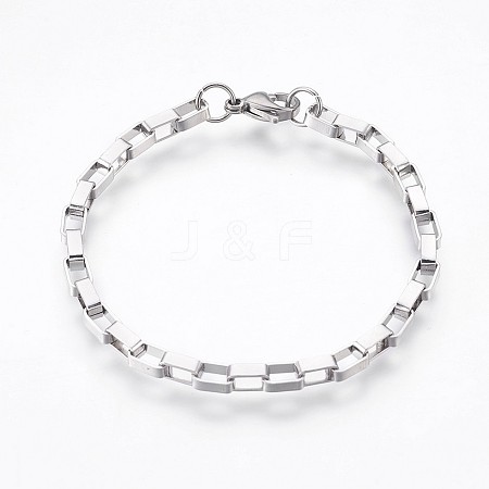 304 Stainless Steel Box Chain Bracelets BJEW-P236-25P-1
