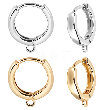 8 Pairs 2 Colors Brass Huggie Hoop Earring Finding KK-BBC0014-53-1