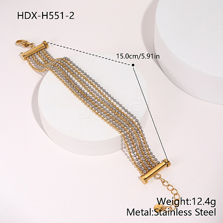 304 Stainless Steel Multi Strand Ball Chains Bracelets for Women FS-WGF1B10-02-1