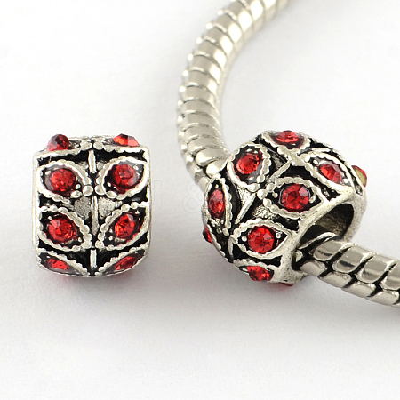 Antique Silver Plated Alloy Rhinestone Large Hole European Beads MPDL-R041-02E-1