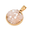 Natural Rose Quartz Chip and Plastic Pearl Pendants GG-CBA7ACA-01G-06-2