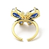 Cubic Zirconia Butterfly Open Cuff Ring KK-D080-14G-3