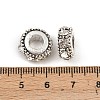 Flat Round Antique Silver Plated Alloy Rhinestone European Beads ALRI-Q228-10H-3