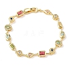 Brass Micro Pave Colorful Cubic Zirconia Link Chain Bracelets BJEW-G764-04G-4
