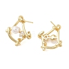 Brass Rhombus Stud Earrings for Women EJEW-F346-03G-2