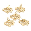 Brass Clear Cubic Zirconia Charms ZIRC-B010-22G-1