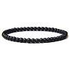 4mm Round Natural Dyed & Heated Black Agate Beads Bracelet for Men KG3069-16-1