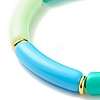 Curved Tube Opaque Acrylic Beads Stretch Bracelet for Teen Girl Women BJEW-JB06940-02-4