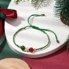 3Pcs 3 Styles Christmas 8mm Round Dyed Natural Malaysia Jade & Natural Carnelian & Glass Seed Beads Braided Bead Bracelets BJEW-MZ00070-6