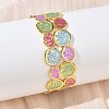 Brass Enamel Cuff Bangles for Women BJEW-A173-02G-3