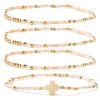 4Pcs Vintage Cylinder Seed Beads &  Brass Beaded Bracelet Sets VC6317-2-1