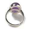 Natural Amethyst Oval Adjustable Rings RJEW-K371-07S-19-4