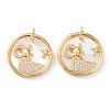 Real 18K Gold Plated Brass Micro Pave Clear Cubic Zirconia Pendants ZIRC-Z007-22C-1
