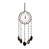 Iron & Natural Black Agate Woven Net Hanging Suncatchers HJEW-F027-09-1