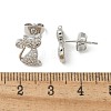 Brass Micro Pave Clear Cubic Zirconia Stud Earrings EJEW-R009-01P-5