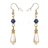 Teardrop Glass Pearl Beads Dangle Earrings with Glass Beads EJEW-JE04619-4