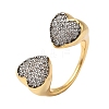 Rack Plating Brass Micro Pave Clear Cubic Zirconia Cuff Rings for Women RJEW-G325-13E-GP-1