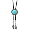 Alloy with Synthetic Turquoise Pendant Waxed Cord Bolo Tie Lariat Necklaces FS-WGCCEF8-05-1