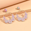Alloy & Raffia Grass Woven Flower Dangle Stud Earring for Women WG57AD3-04-1