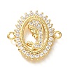 Rack Plating Brass Clear Cubic Zirconia Religion Virgin Mary Oval Connector Charms X-KK-M298-03G-1