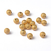 10mm Golden Color Brass Round Textured Beads X-EC226-G-3