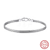 925 Sterling Silver Wheat Chain Bracelets for Women BJEW-A037-09P-2
