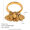 304 Stainless Steel Hammered Disc Tassel Finger Rings WGA14CA-01-1