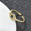 Rack Plating Brass Micro Pave Cubic Zirconia Open Cuff Finger Rings for Women RJEW-M028-76G-3