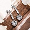 304 Stainless Steel Rhinestone Heart Dangle Stud Earrings EJEW-Q386-03P-3