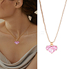 1Pc Hot Pink Heart Zinc Alloy Glass Pendant Box Chain Necklaces for Women NJEW-LP0004-20-1