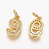 Brass Micro Pave Clear Cubic Zirconia Charms ZIRC-L092-09-G-2