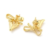 Bowknot & Heart Brass Stud Dangle Earrings for Women EJEW-G387-01G-2