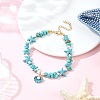 Zinc Alloy Enamel Shell Shape Charm Round Shell Pearl & Dyed Synthetic Turquoise Starfish & Magnesite Chip Beaded Anklets AJEW-AN00735-02-1