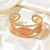 304 Stainless Steel Enamel Cuff Open Bangles for Women BJEW-F542-01G-02-1