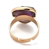 Natural Amethyst with Brass Adjustable Rings for Women RJEW-G332-01A-G-4