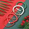 Christmas Theme Polymer Clay & Acrylic & Glass & Brass Beads Bracelets BJEW-TA00546-2