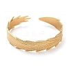 304 Stainless Steel Feather Cuff Bangles BJEW-G694-03G-2