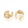Brass Micro Pave Clear Cubic Zirconia Cuff Earrings KK-T074-31G-3
