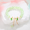 Daisy Crackle Glass Round Beaded Stretch Bracelets FS-WG28140-08-1