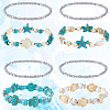 8Pcs Turtle & Starfish Synthetic Turquoise Beaded Stretch Bracelet BJEW-SC0001-46-7