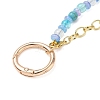 Alloy Sea Animals Charm Glass & Synthetic Turquoise Beaded Double Layer Brass Bag Decorative Chains HJEW-PH02289-3