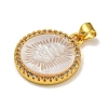 Rack Plating Brass Micro Pave Clear Cubic Zirconia Flat Round Pendants LS-KK-U025-10G-09-2