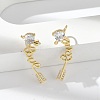 Brass Micro Pave Clear Cubic Zirconia Stud Earrings EJEW-M077-11G-5