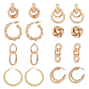 8 Pairs 8 Styles Twist Oval & Chains Shape & Round Alloy Stud Earrings EJEW-FI0001-47-1