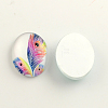 Feather Pattern Glass Flatback Oval Cabochons GGLA-R022-25x18-24-2