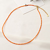 Orange Cubic Zirconia Faceted Round Beaded Necklaces GJ4349-2-1