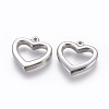 201 Stainless Steel Open Heart Pendants STAS-E451-16P-1