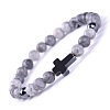Natural Map Stone & Synthetic Non-magnetic Hematite Beads Stretch Bracelets for Women Men BO6196-5-1