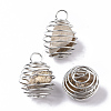 Iron Wrap-around Spiral Bead Cage Pendants IFIN-R239-07P-1